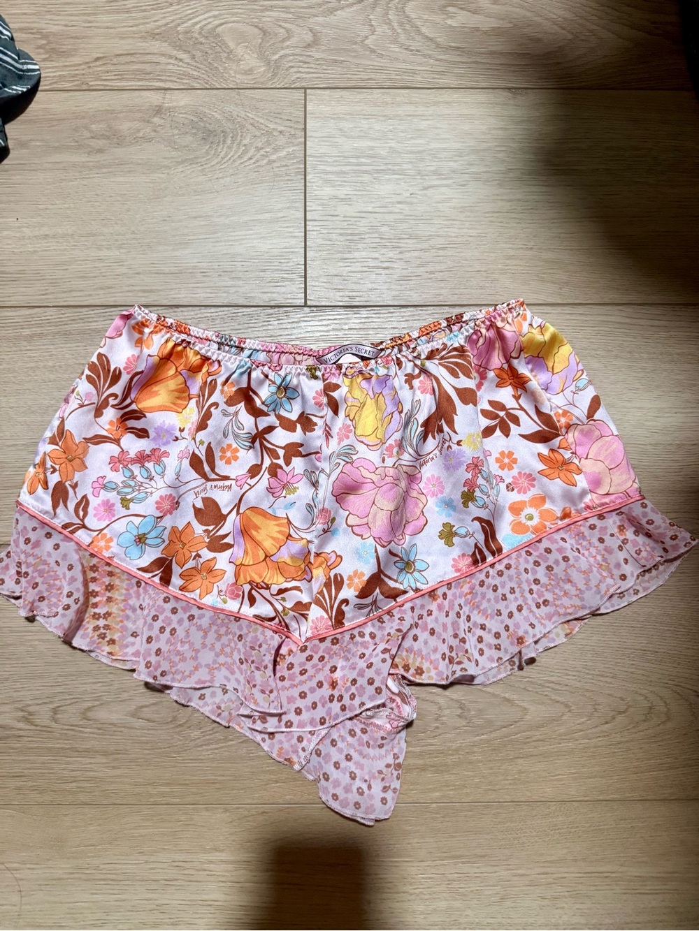 Victoria's Secret Pink Floral Ruffle Satin Shorts